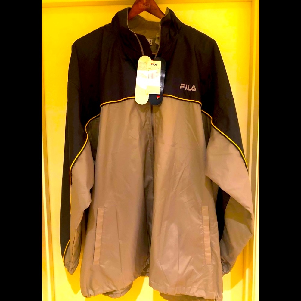 NEW FILA Gray & Black Wind Jacket-Size 2XB